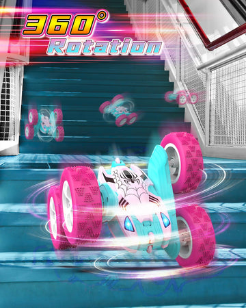 Blissbud Pink Spider Remote Control Car for Girls, Kids Race RC Cars for Girl, Princess Toys for Age 6 7 8 9 10 Christmas Birthd