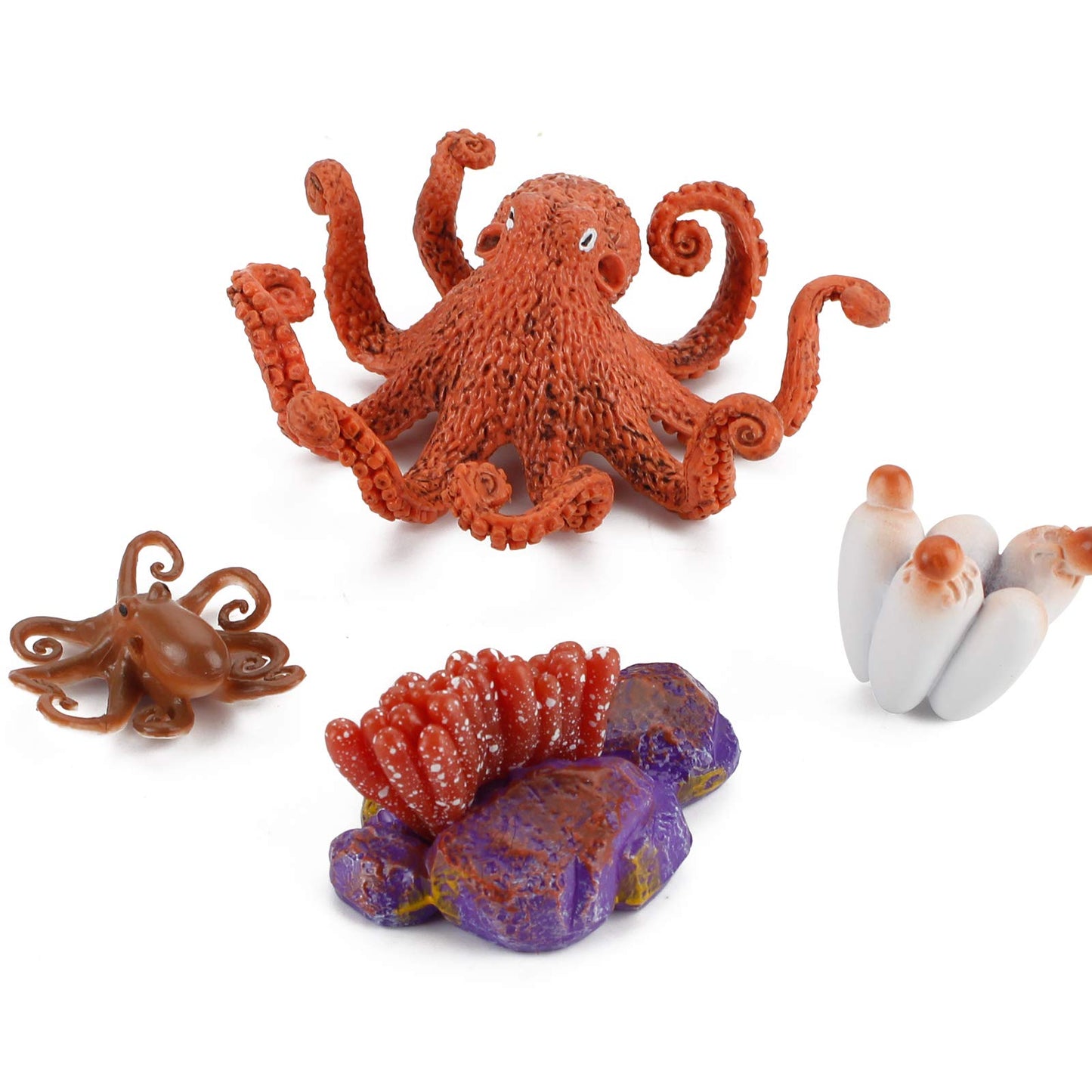 Fantarea 4 PCS Sea Marine Animal Figures Ocean Creatures Action Models Life Cycle Octopus Figure Ornament Cake Toppers Party Fav