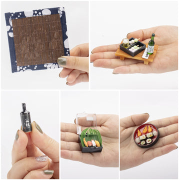 5 Set Miniature Sushi Figurines Mini Japanese Food Props For Mini House Japanese Living Room Scene Decoration