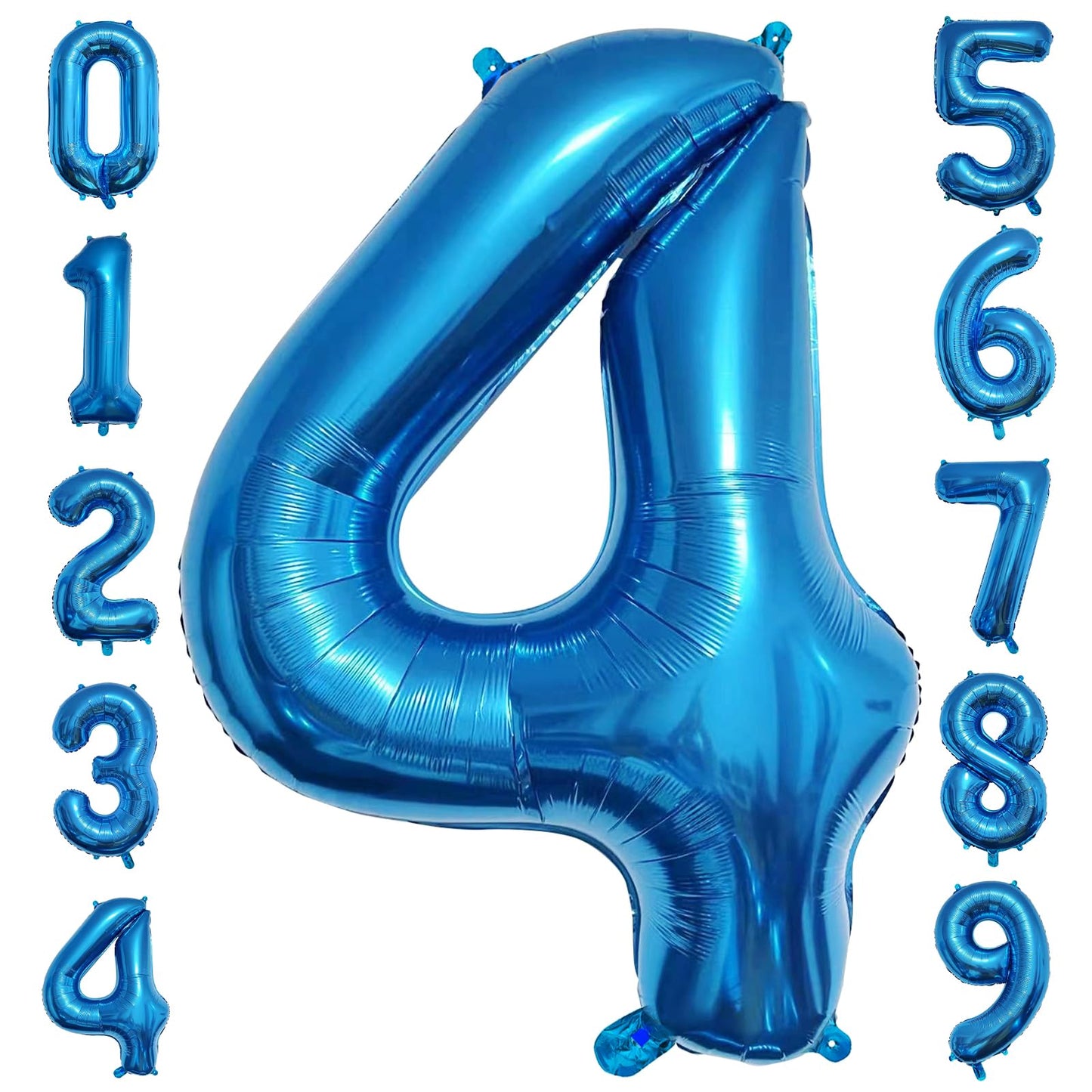 Paticool 40 Inch Blue Number Balloon 4, Large Number Foil Balloons Mylar For Girl Boy Birthday Party Celebration Decorations Sup