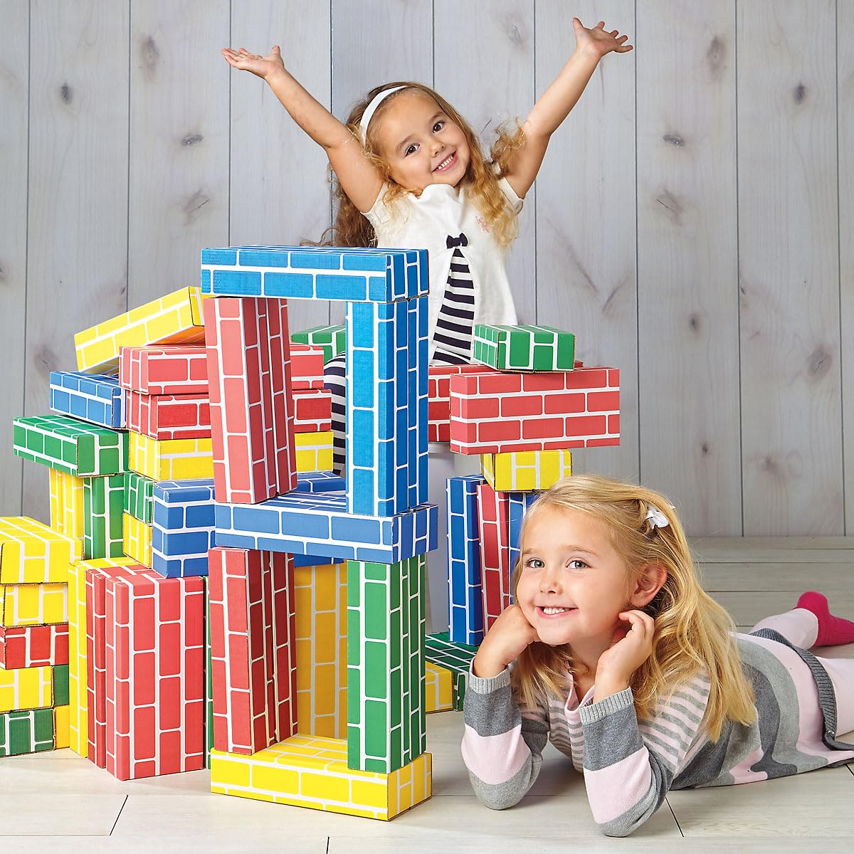 Lillian Vernon Primary Building Bricks - Kids Cardboard Bricks, Each 9' X 4' X 2' (Set Of 24)