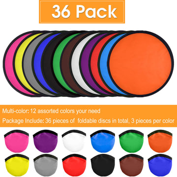 Mototo 36 Pieces Foldable Flying Disc Fans With Bag Folding Pocket Toy Set For Kids Fun Birthday Party Favors Summer Outdoor Act