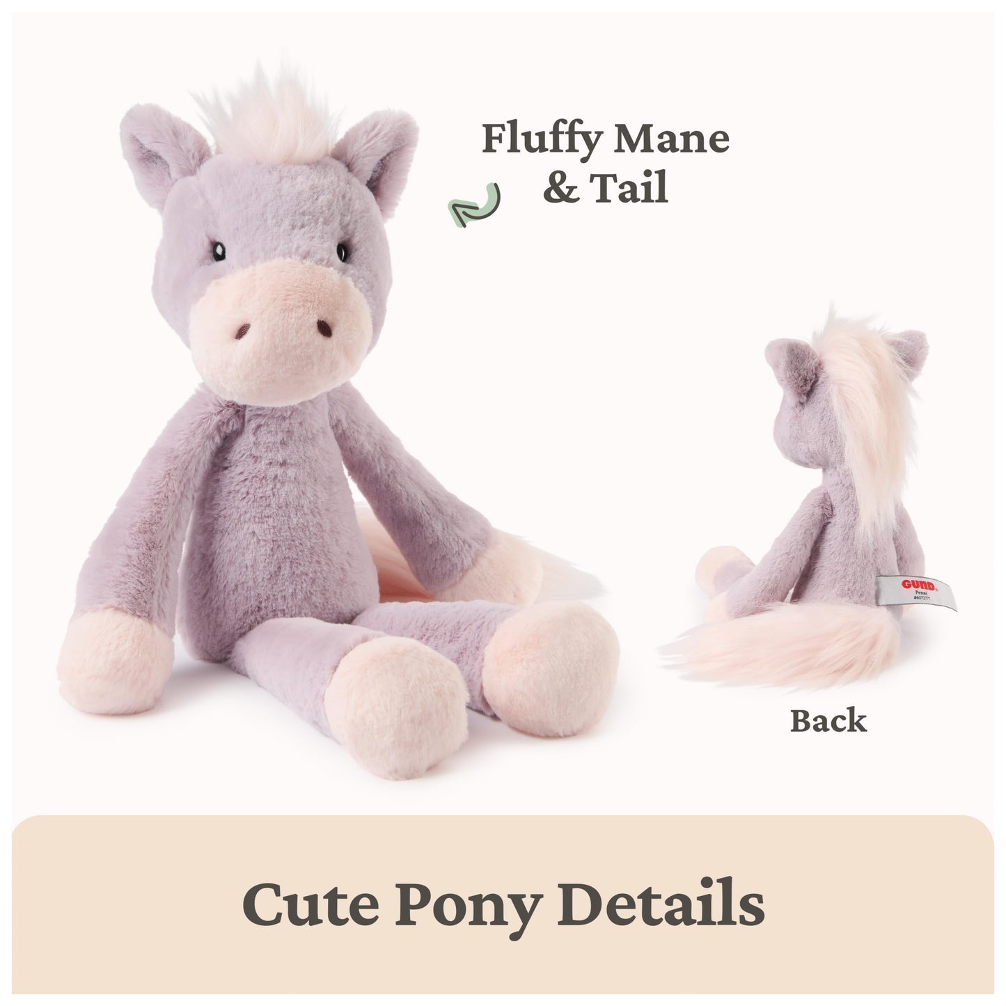 GUND Take-Along Friends Plush, Penni Pony Stuffed Animal, Toy Horse for Ages 1 and Up, Lilac, 15