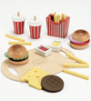 Pillowhale Wooden Play Food Toy For Kids Pretend Play Kitchen Accessories For Toddlers Wooden Play Fast Food Hamburger Set Educa