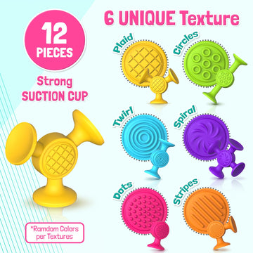 Toddlers Suction Cup Bath Toys: 12 Pcs Sensory Suction Bath Toys For Toddler, Kids Suction Fidget Toys Suction Cup Toys For Windows Travel Gifts
