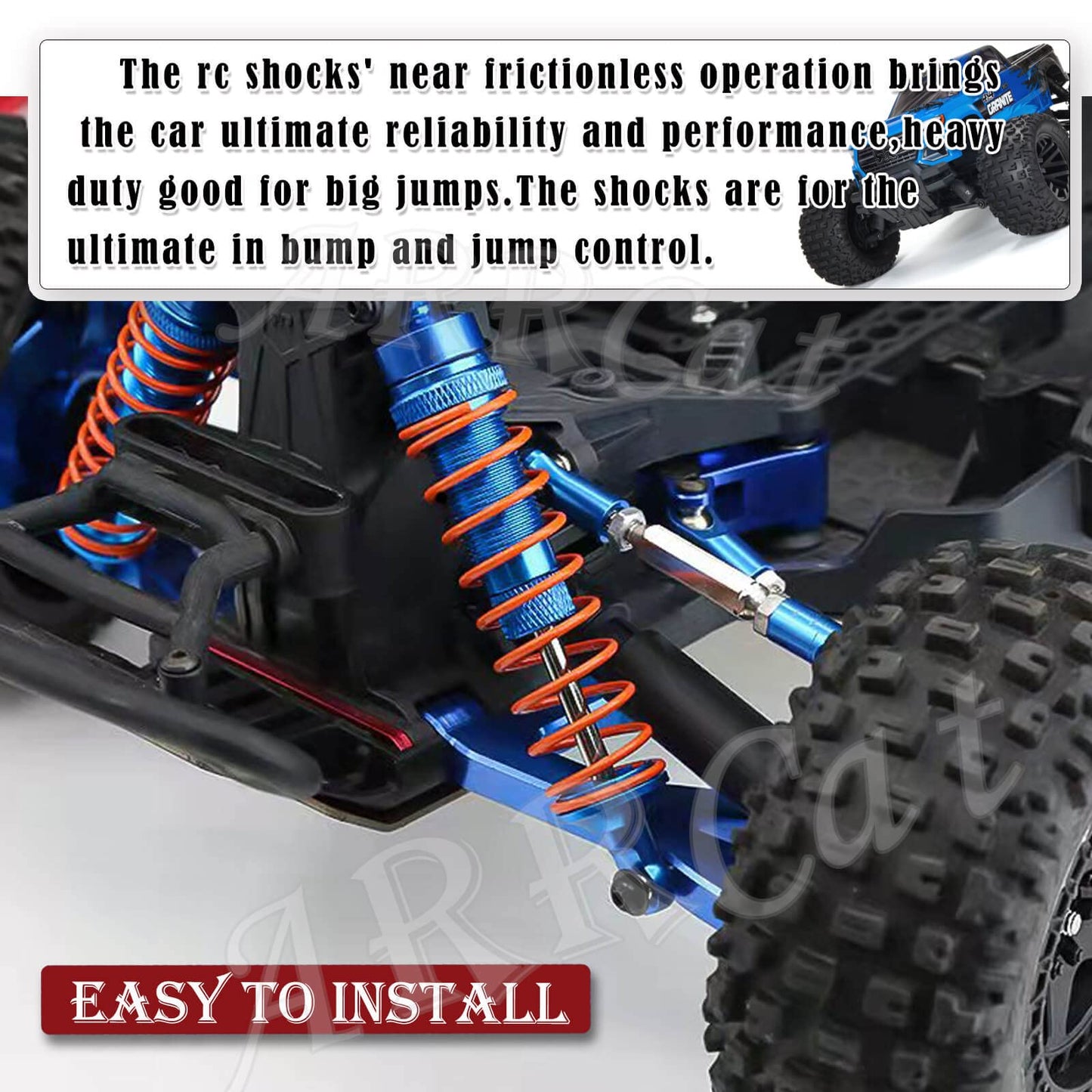 ARRCat 2PCS Rear Shocks Upgrade Parts for 1/10 Arrma Bigrock 4X4 Granite 4X4 Senton 4X4 Vorteks 4X4 Typhon 4X4 RC Truck,Full Alu