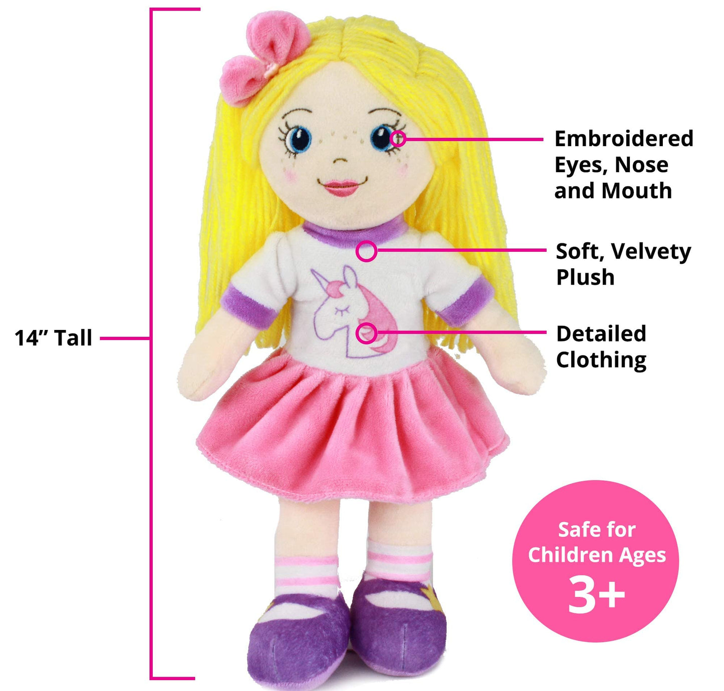 Playtime By Eimmie 14 Soft Baby Doll - Plush Rag Dolls For 2 Year Old Girls & Boys, Toddler & Infants - Washable & Sensory Fa