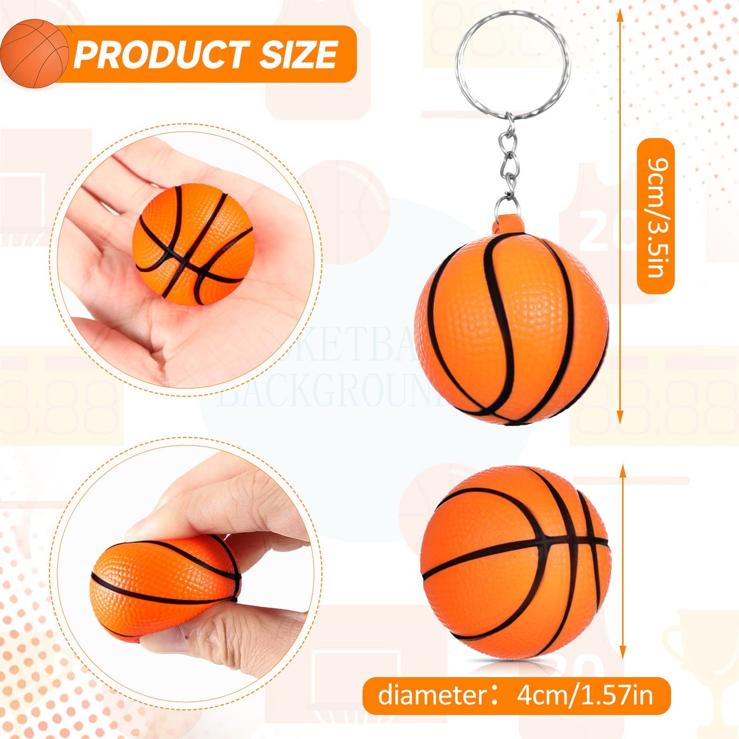 Leinuosen 48 Pcs Basketball Party Favors Supplies Including 12 Basketball Party Gift Bags 12 Mini Basketball Stress Balls 12 Bas