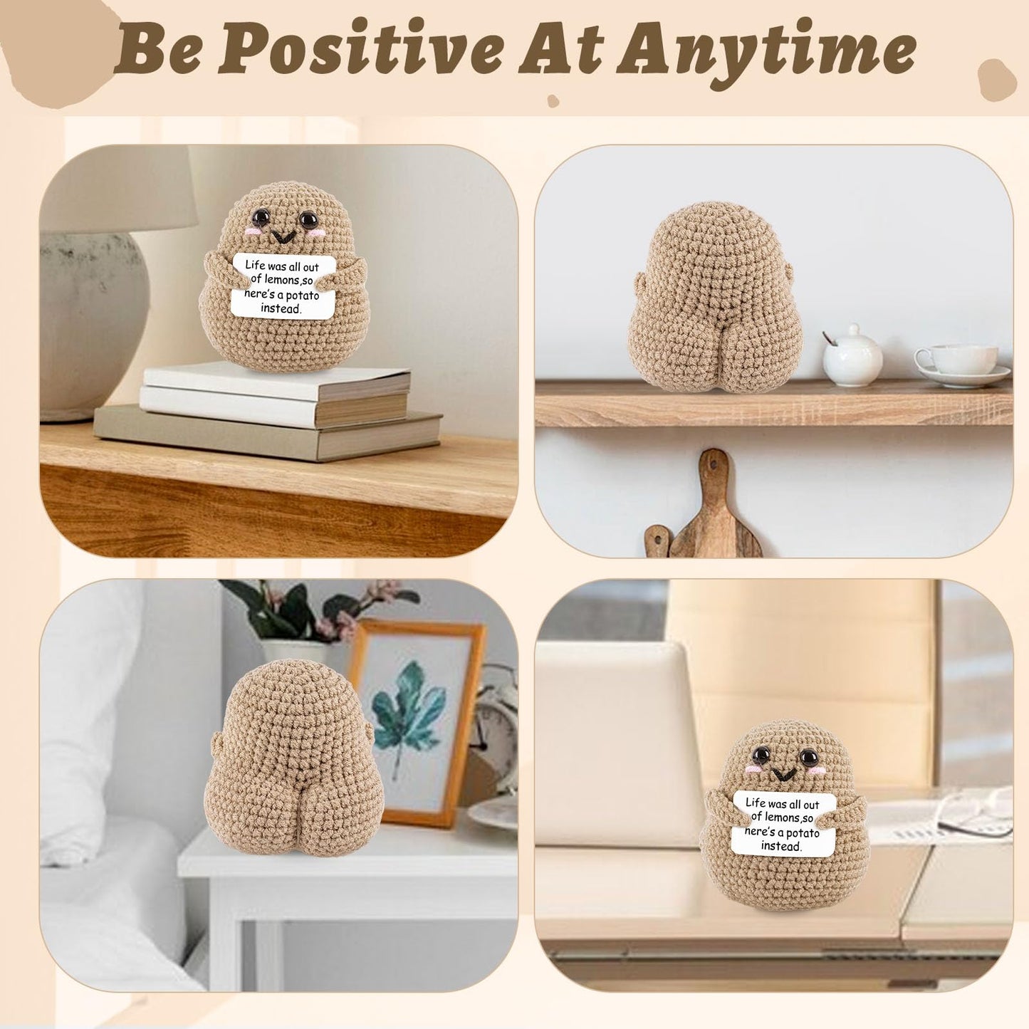 A Aifamy Positive Funny Potato Crochet Positive Big Butt Potato With Positivity Affirmation Card For Hilarious Encouragement Gag