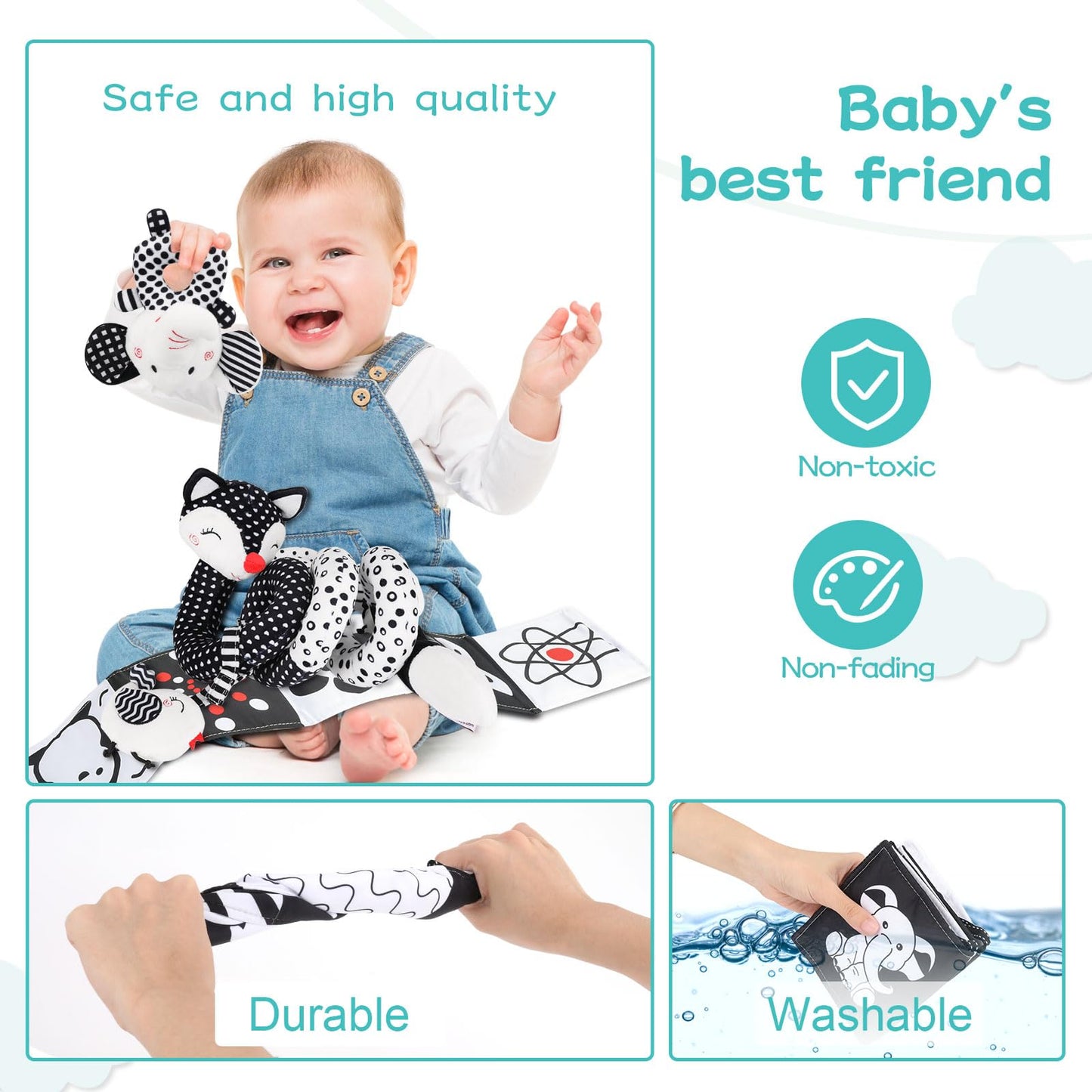 Ajsupojouet 3 Pcs Car Seat Toys For Babies 0-6 Months