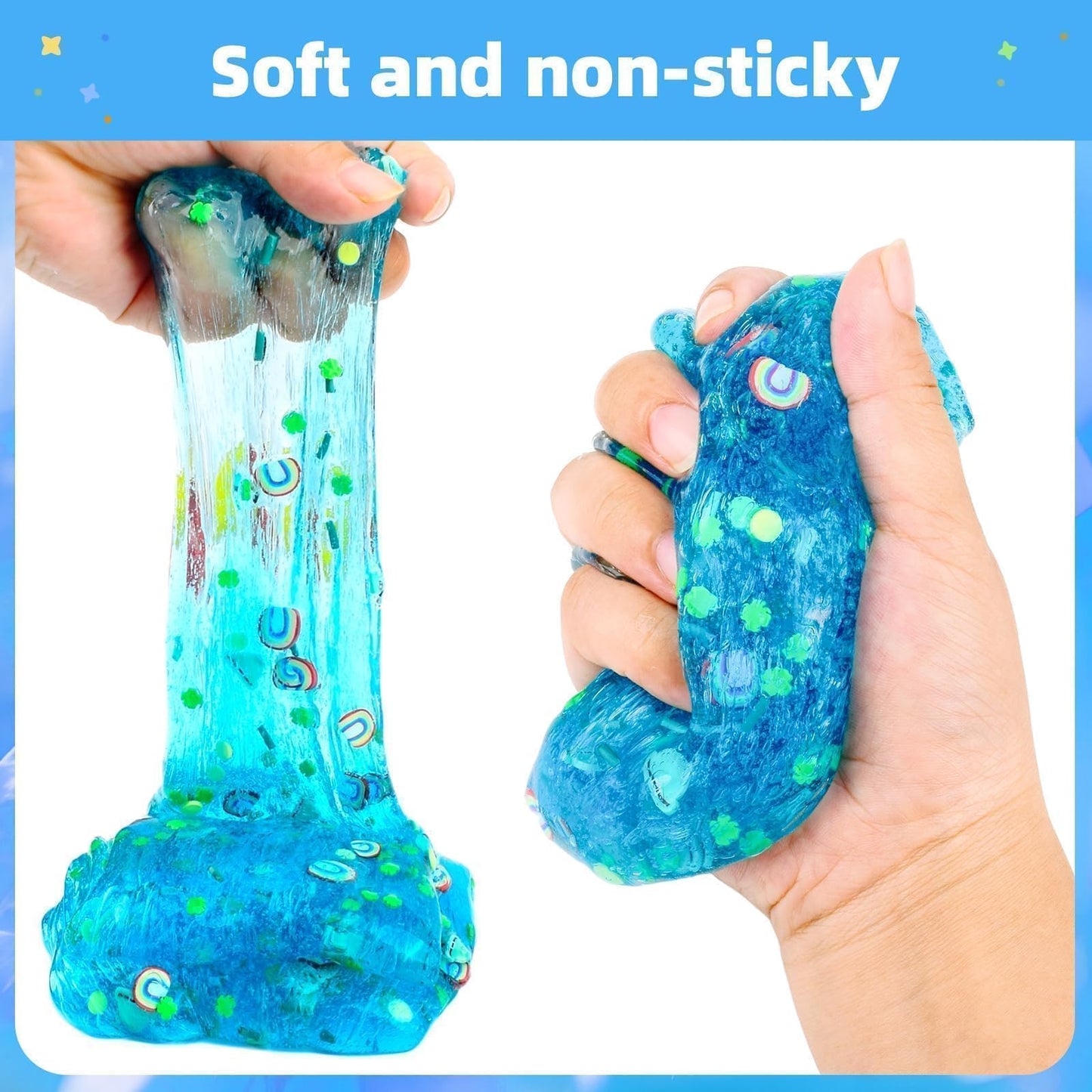 Crystal Slime Kit, 5 Pack Crunchy Clear Glitter Christmas Slime Party Favor Gifts, Stress Relief Toy For Girls And Boys, Soft No