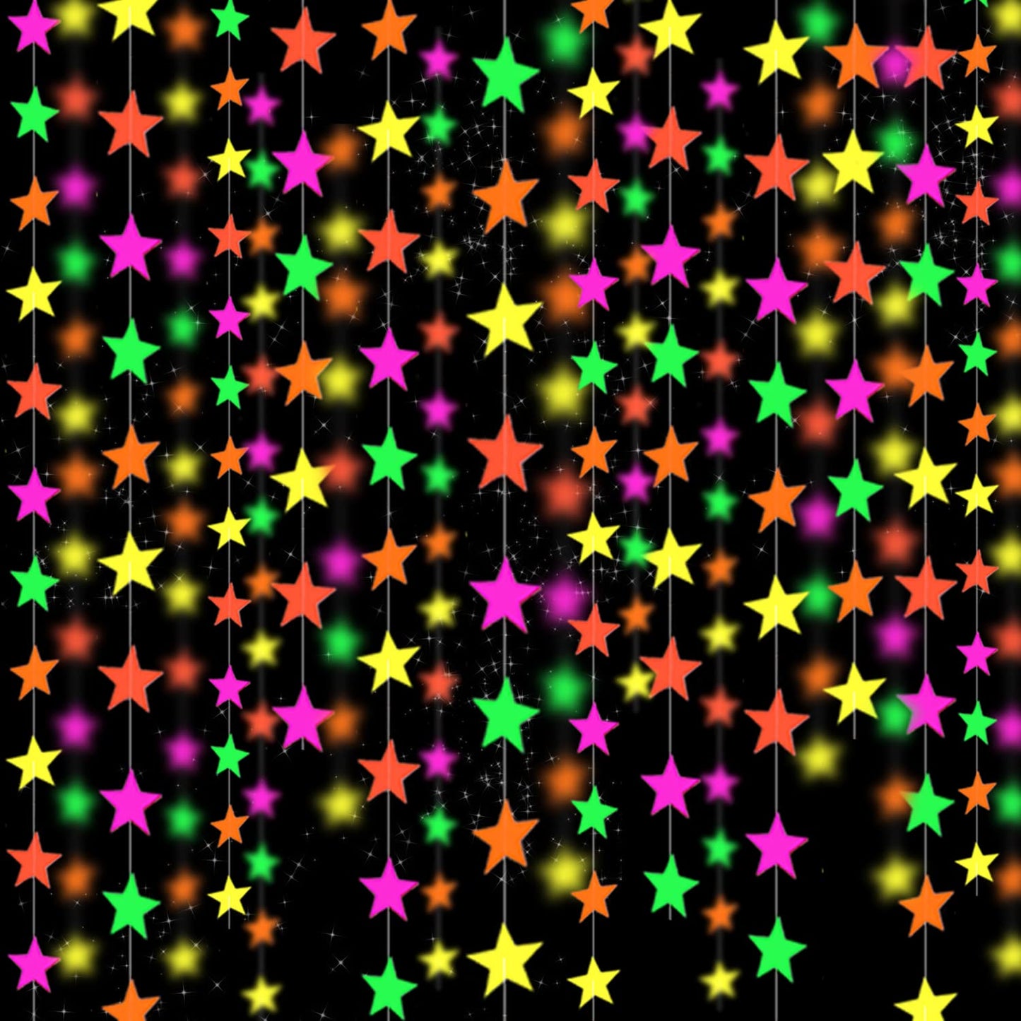 108feet Star UV Neon Garland Hanging Paper Glow in The Dark Glow Party Supplies and Decorations Glow in The Dark Blacklight Reac