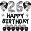 Naninuneno 26Th Black Silver Birthday Party Decorations For Men Women, Happy 26 Birthday Party Supplies With Black Happy Birthda