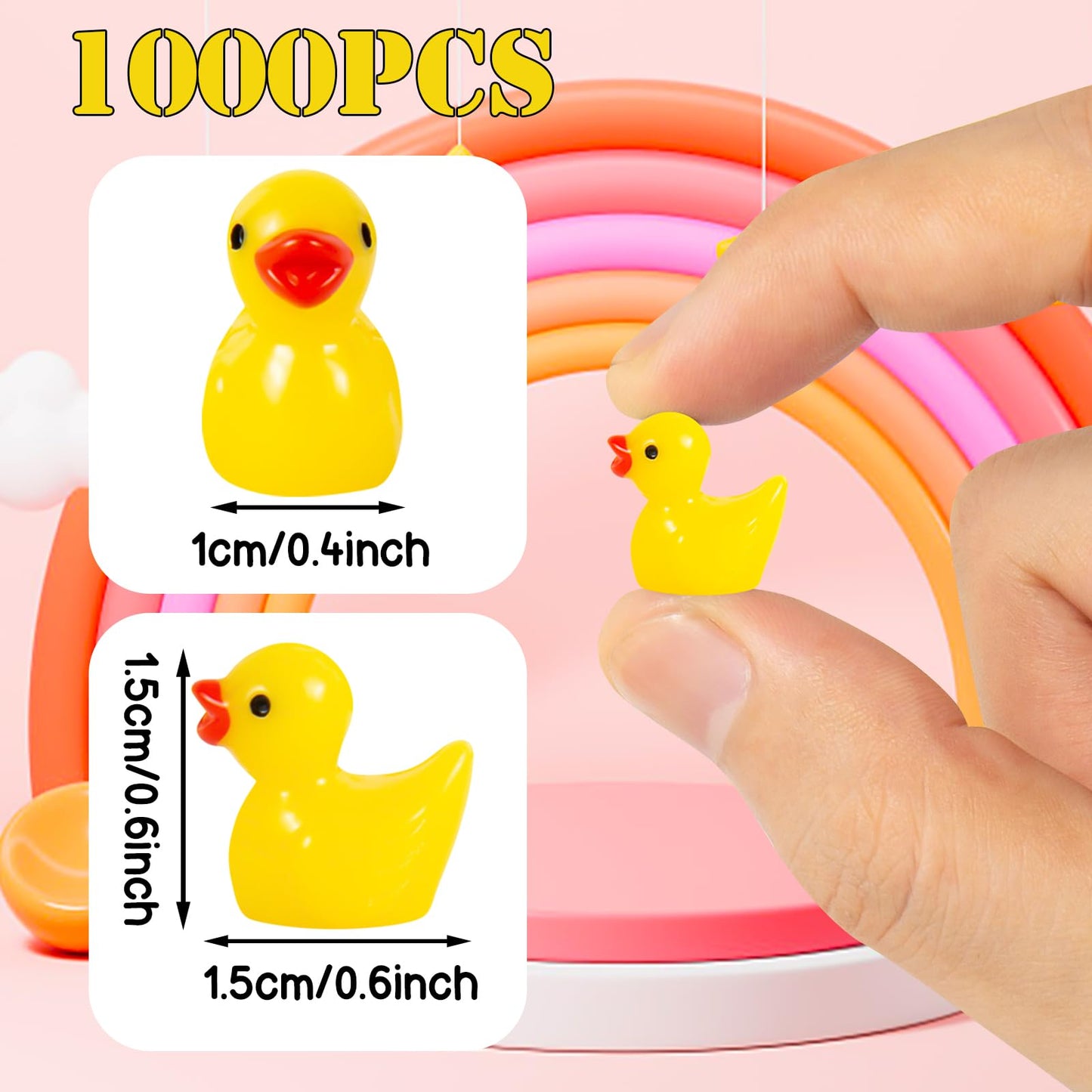 ONLYFU 1000Pcs Mini Resin Ducks Bulk Tiny Duck Figurine for Fairy Garden Landscape Aquarium Potted Plant Decoration Prank Game D