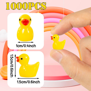 ONLYFU Mini Resin Ducks - 1000Pcs Tiny Duck Figurines for Fairy Garden, Aquarium, Yellow Decorations