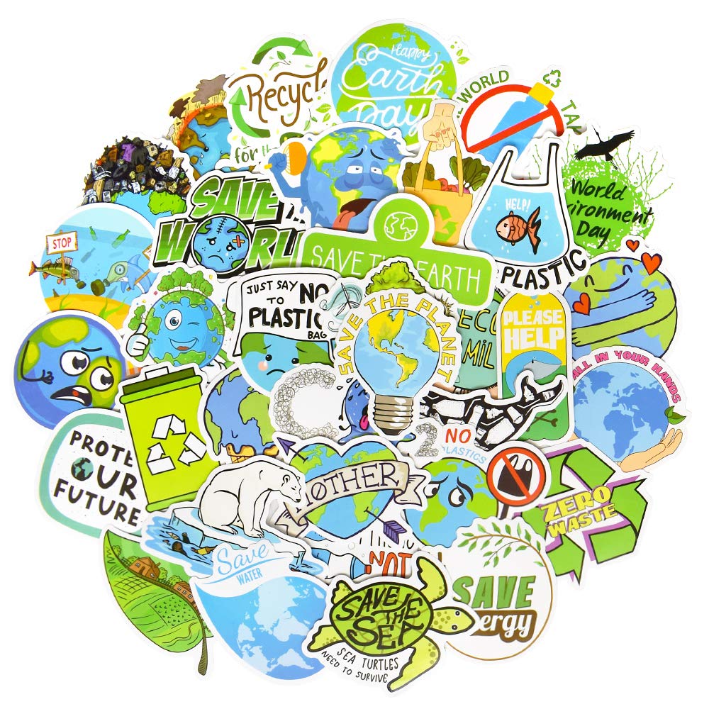 Qtl Stickers For Kids Earth Stickers Water Bottle Stickers For Teens Girls Environmental Stickers For Laptop Waterproof Stickers