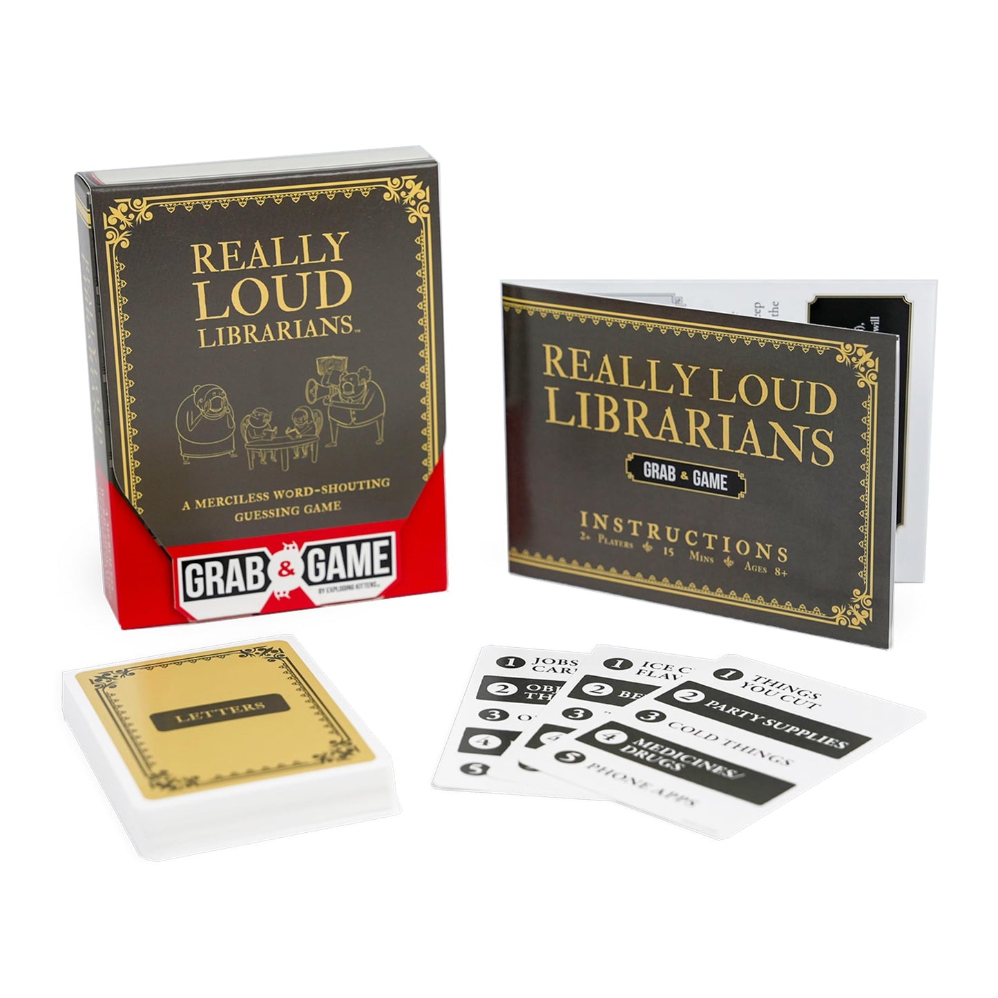 Exploding Kittens Really Loud Librarians Grab & Game 2+ Players - Ages 8+ - 15 Minutes To Play - Travel Sized Word Shouting Game - Easter Basket Stuffer - Ideal For Easter Party, Family, Kids & Adults
