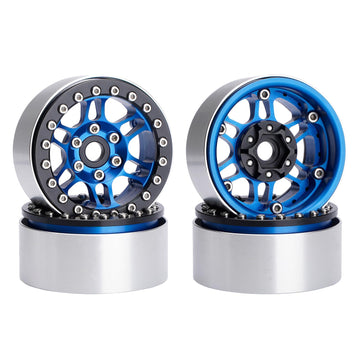 TCRC 4PCS Aluminum 1.9'' High Mass RC Beadlock Wheel Hubs for 1/10 RC Crawler Car TRAXXAS TRX4 TRX6 Axial SCX10 Tamiya CC01 (Blu