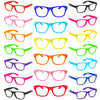 Matcheck 20 Pack Kids Costume Frame Glasses NO LENS Ultralight Square Neon Color Party Favors for Boys Girls Daily Outfit Access