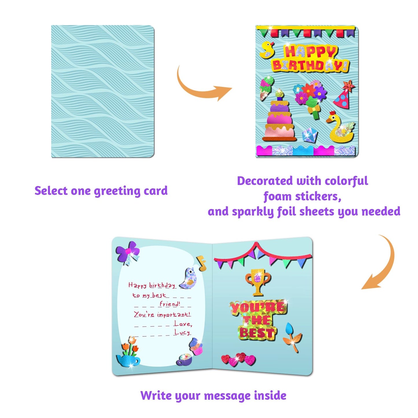 Foil Art Craft Kits For Kids , Fun Card Making Set -Free Magical Activity For Child Diy Printing Craft Kit, Gifts For Ages 4 5 6