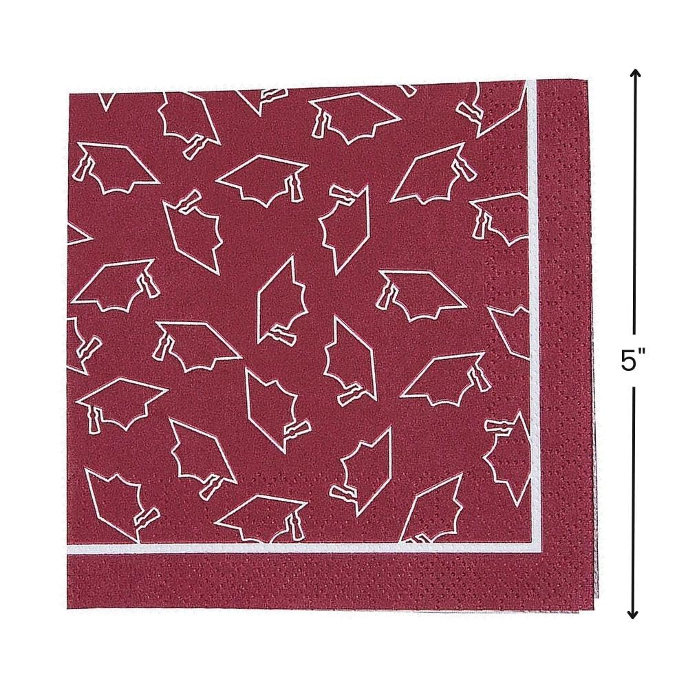Fun Express Burgundy Graduation Bev Nap - Party Supplies - 50 Pieces