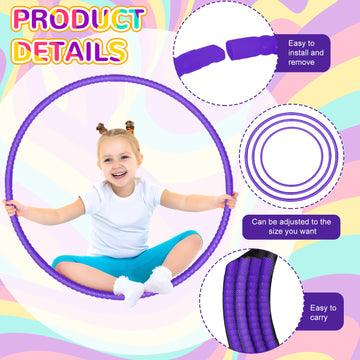 WinnerWhy 2 Pcs Toy Hoop Exercise Hoop Detachable Adjustable Plastic Toy Ring Playground Equipment for School Colored Circles Exercise Ring for Teens Dog Agility Equipment(Purple 23 Inch)