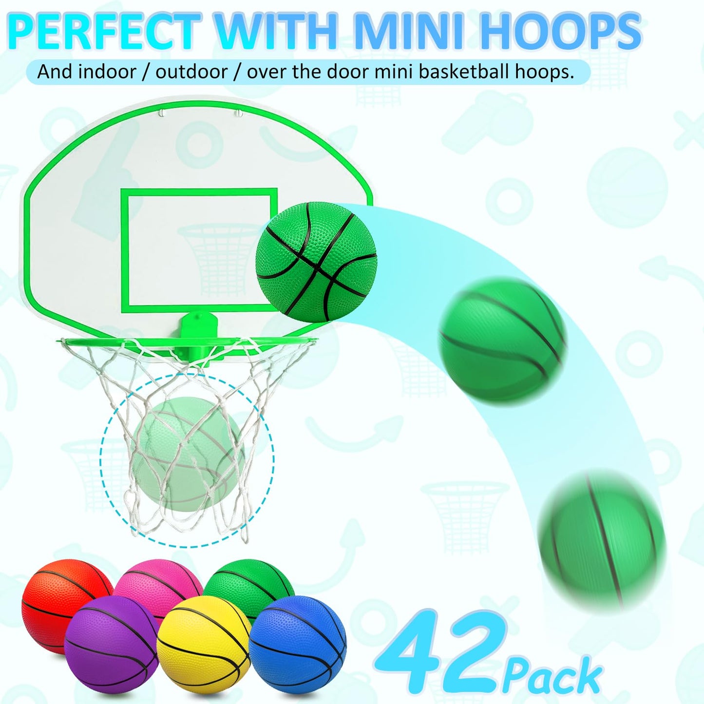 Oleitodh 42Pcs 5'' Mini Basketball Balls Bulk Small Basketball Set, PVC Small Basketball for Over The Door Basketball Hoop Games