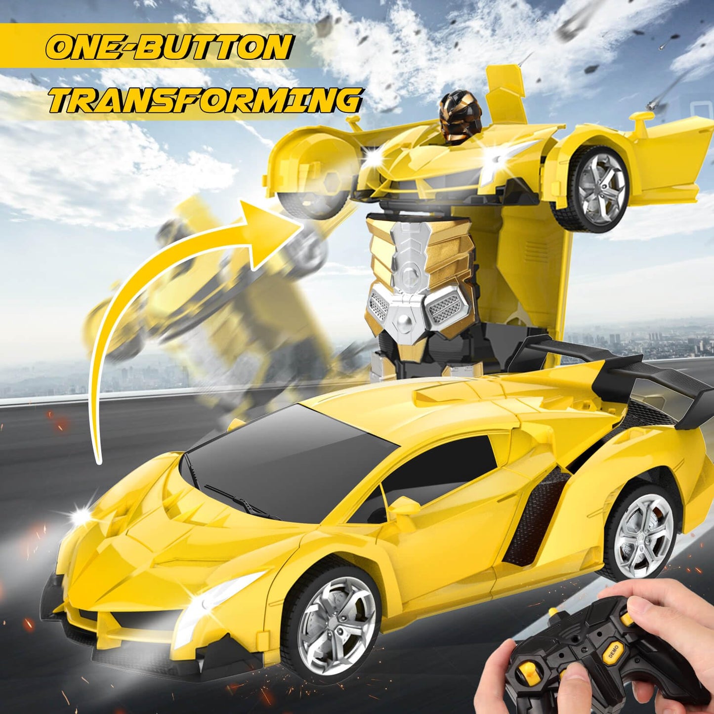 Chridark Remote Control Car Toys - Transforming RC Cars for Kids, Transform Toys Car Robot, Gift Kids Toys for 3 4 5 6 7 8 10 12