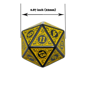SmartDealsPro 10-Pack Retro 26mm Large 20 Sided Dice D20 Polyhedral Dice for DND RPG MTG Table Game(Retro Yellow)