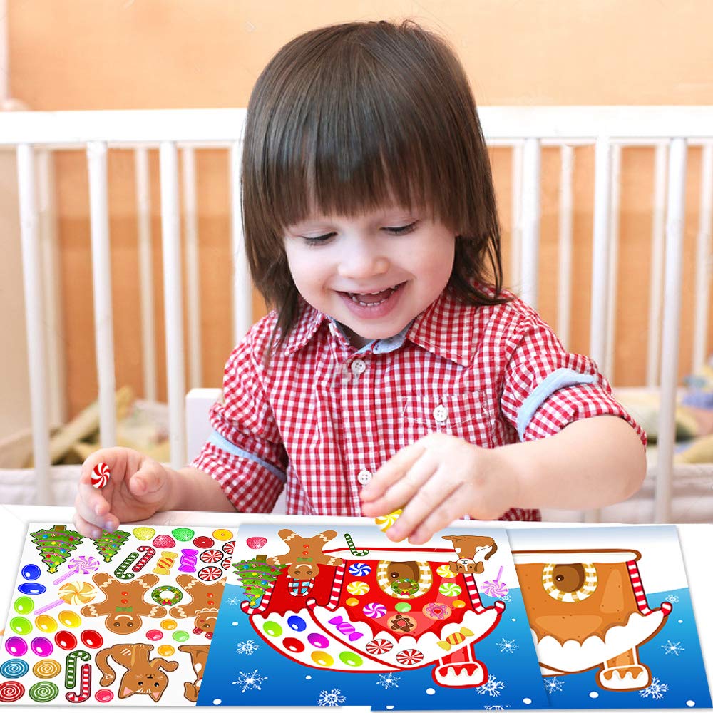Make-A-Gingerbread House Stickers Christmas Party Game/Craft/Activity/Favor/Supplies for kids16pcs