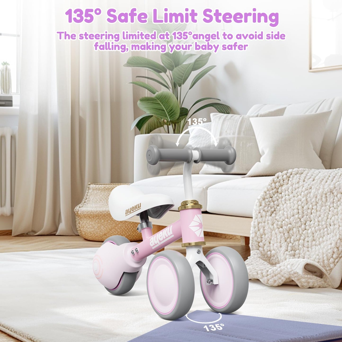 AyeKu Baby Balance Bike for 1 Year Old Boys Girls 12-24 Month Toddler Balance Bike, 3 Wheels Toddler First Bike, First Birthday
