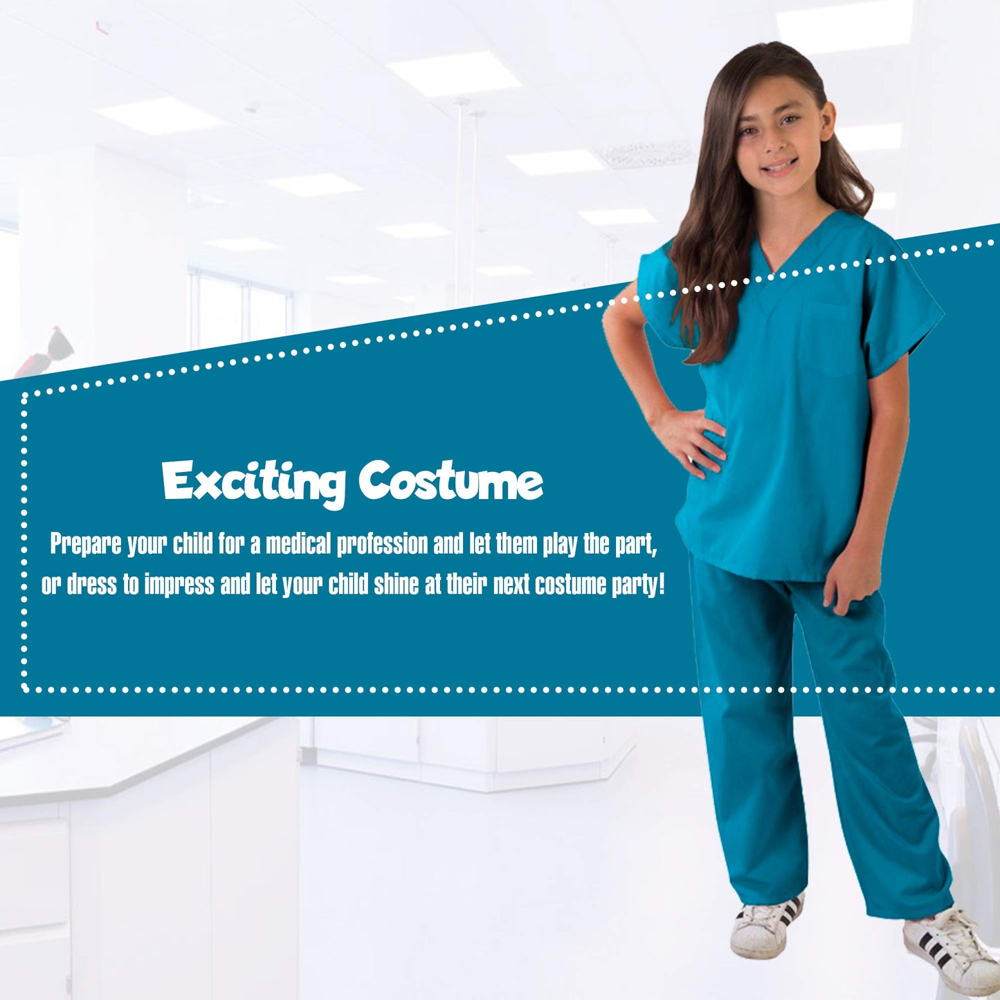 Kids Scrubs Super Soft Children Scrub Set Kids Dress Up (5/6, Teal)