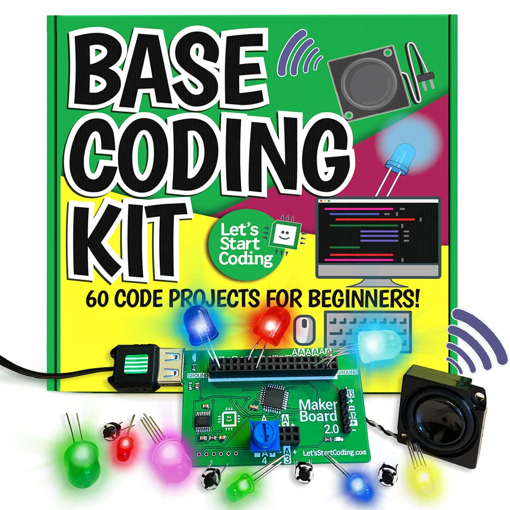 Base Kit Computer Coding Game For Kids 8-12+ And Teens To Learn Code & Electronics. Great Stem Gift For Boys & Girls For Real C++ Coding With Over 60 Projects Included.