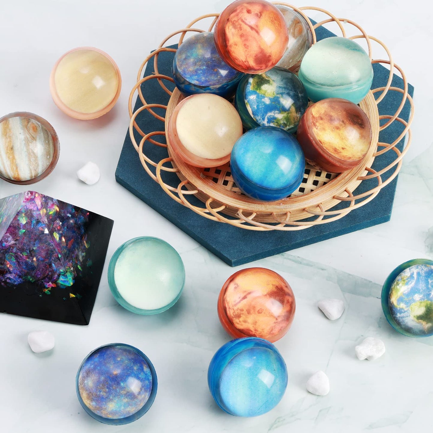 Ayfjovs 24Pcs, 32Mm Solar System Planets Bouncing Balls For Kids, Rubber Bounce Balls Christmas Bag Filling, Classroom Prizes, Space Party Toys