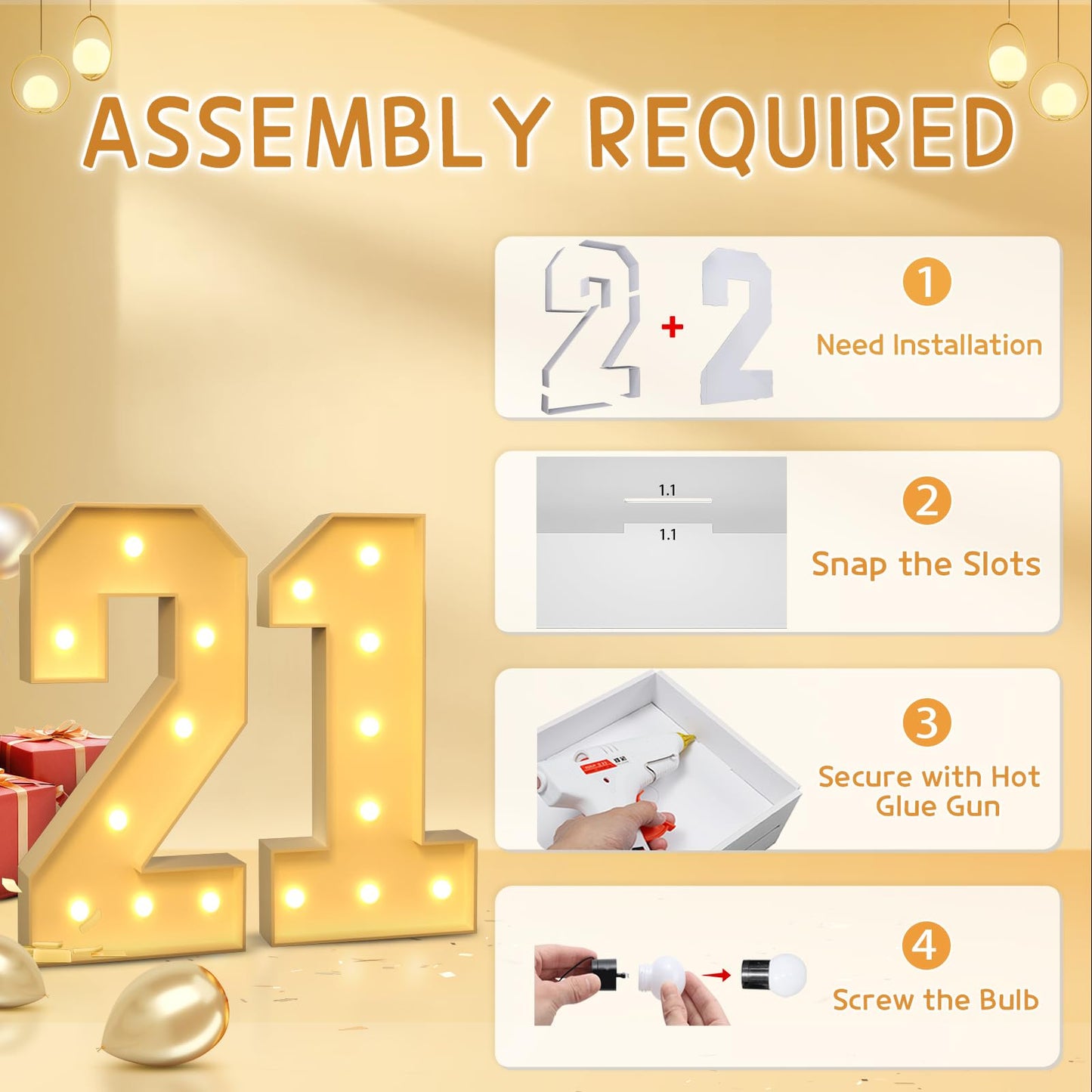 Imprsv 3Ft 21St Birthday Decorations Numbers: 21St Birthday Party Anniversary Decorations Large Light Up Numbers 21 For Him Her