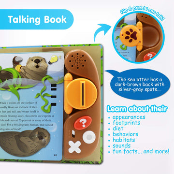 Best Learning Book Reader Animal Kingdom - Educational Talking Sound Toy To Learn Animals With Quiz Games For Kids Ages 3 To 8 Y