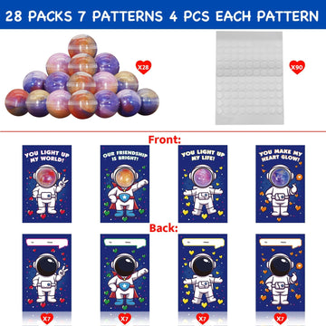 28 Pack Valentines Day Gifts For Kids, Valentines Galaxy Slime With Valentines Cards Stress Relief Fidget Set Valentines Day Gif