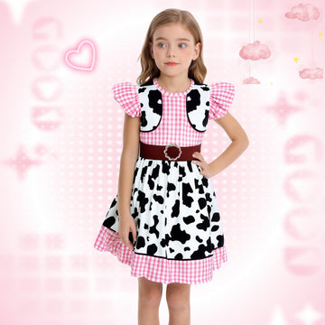 Eledobby Cowgirls Costume for Girls Princess Dress Up Halloween Outfit Birthday Party Clothes 6-7Years