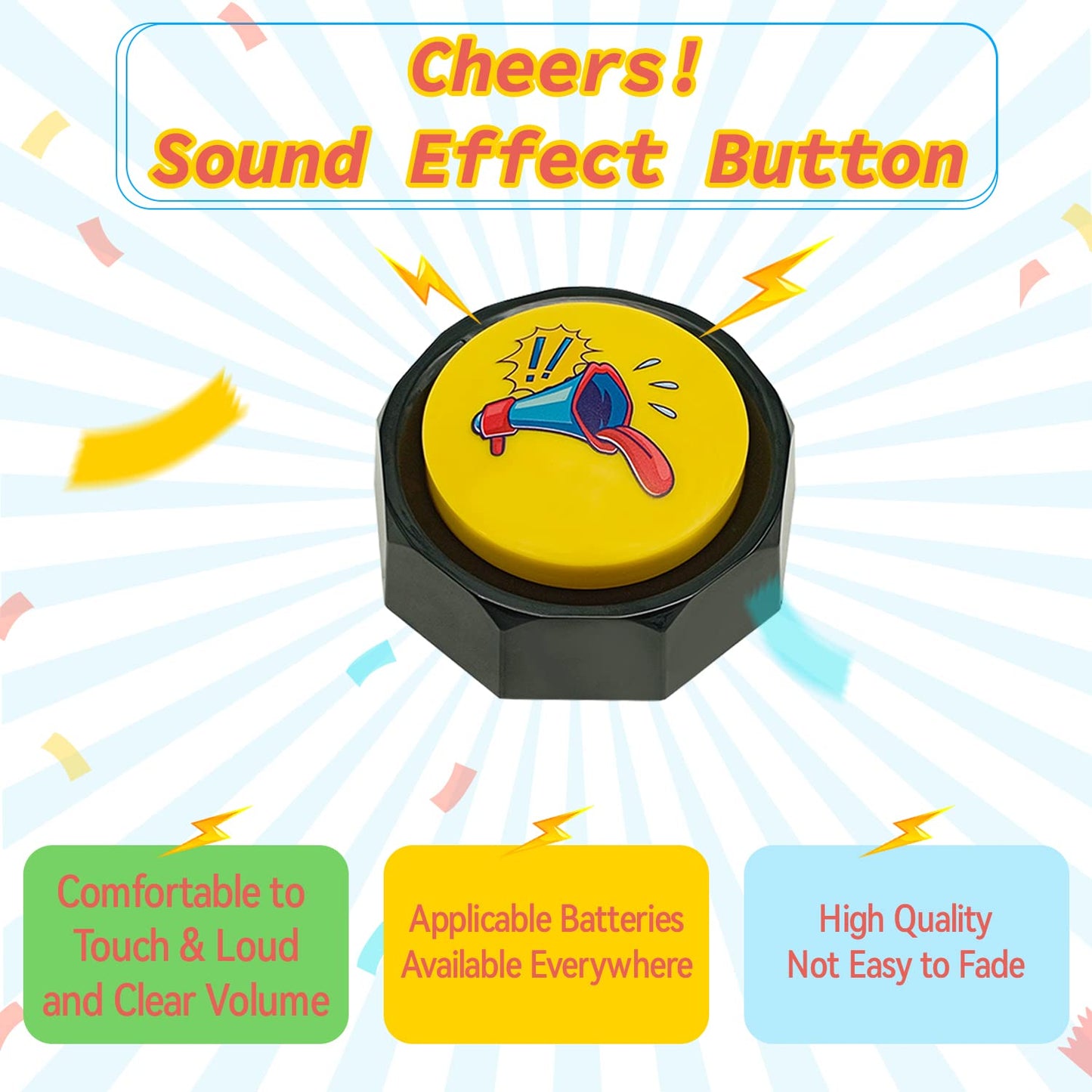 BOSKEY Air Horn Sound Effect Button - Hip-Hop DJ Noise Maker, Small Talking Button for Fun & Parties