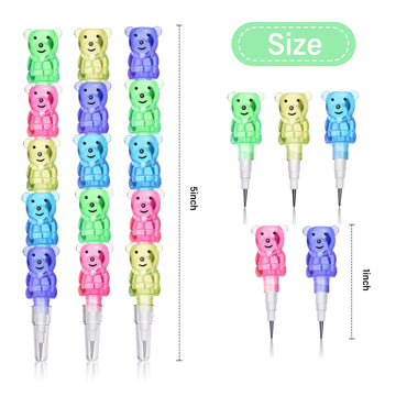 Chinco 50 Pieces Stackable Plastic Bear Pencils Stacking Point Pencils 5 in 1 Colored Party Favors for Birthday Party Supplies G