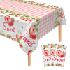 Lianxuia 3Pcs Strawberry Tablecloth, 54 X 108 Inch Pink Checkered Plastic Tablecloth, Berry Sweet One Table Covers For Baby Show