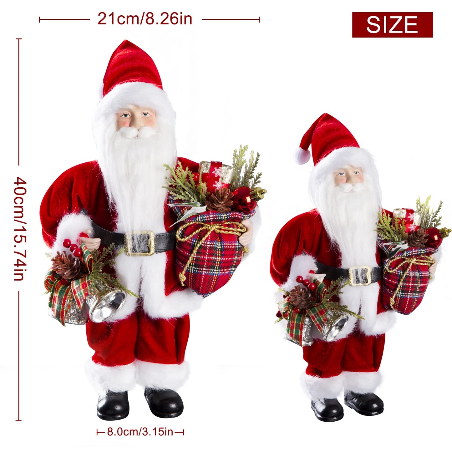 Uten 12' Santa Claus Decorations, Christmas Standing Figurine With Gifts Bag And Bell For New Year Christmas Decoration Navidad Natal Gifts.
