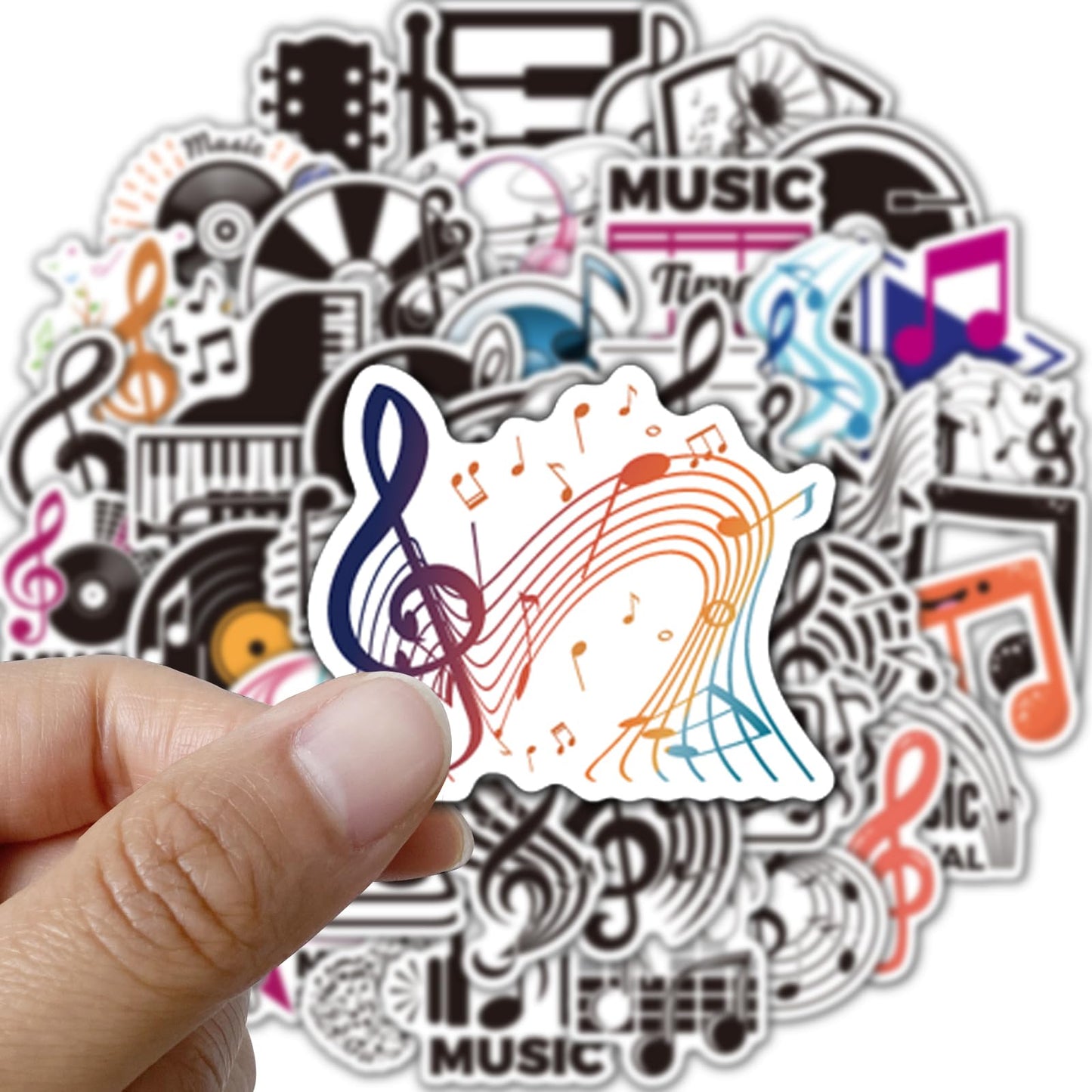 50Pcs Music Stickers For Water Bottles Vinyl Musical Note Stickers For Kids Waterproof Music Stickers For Laptop Guitar Hydrofla