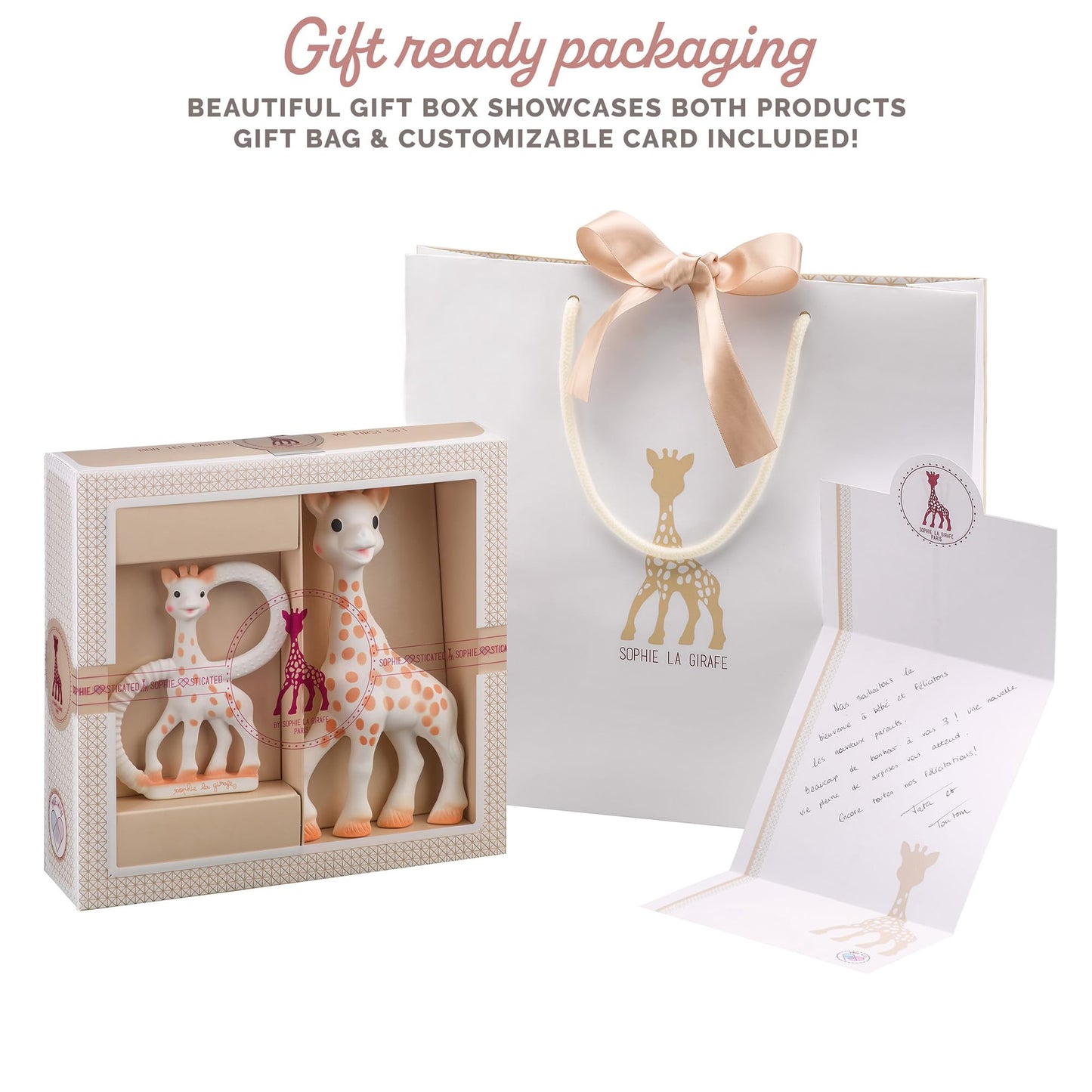 Sophie la girafe Classical Creation Birth Set #1 | Natural Rubber Teething Ring & Gift Bag | Perfect for Teething Babies