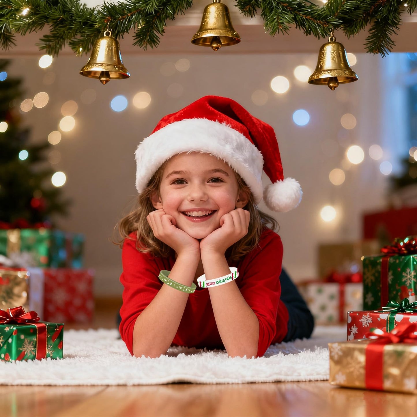 MATEPLUS 24Pcs Christmas Silicone Bracelets Xmas Rubber Wristbands for Family Holiday Party Favors Supplies for Kids Adults,Chri