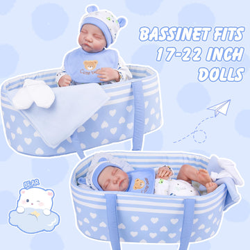 Aori Reborn Baby Dolls Bassinet Baby Doll Carrier Bed Soft Doll Carrier Doll Accessories With Handle For 17-22 Inch Baby Dolls G