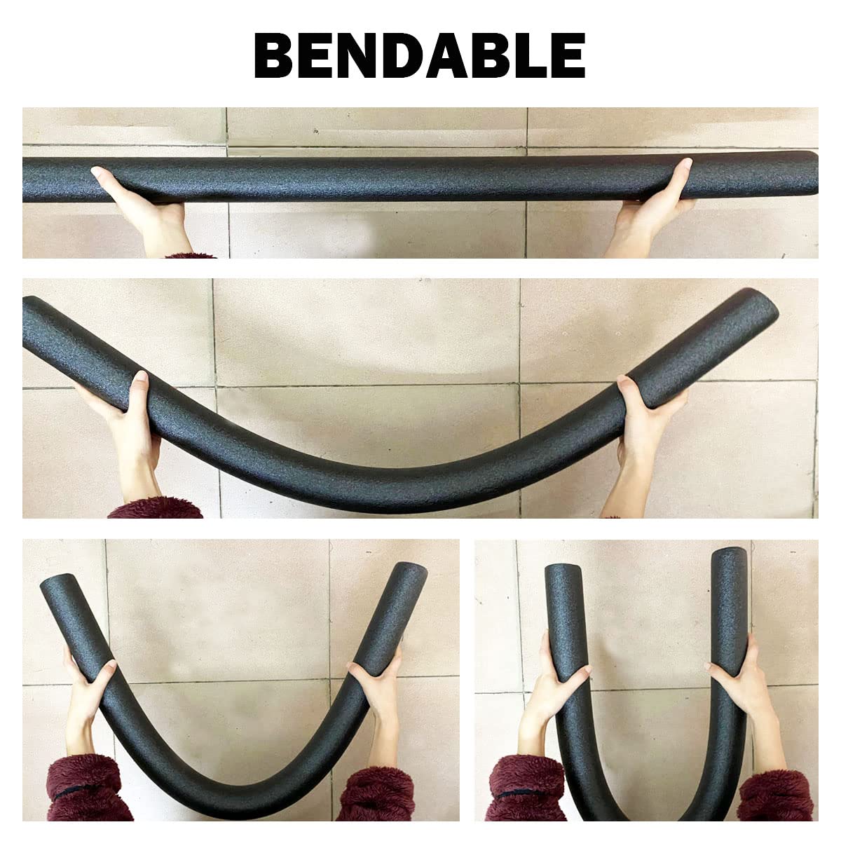 Pool Noodle 46 Inch Hollow Foam Swim Noodle For Kids Adults Swimming Floating Diy Craft (Black Two Pack)