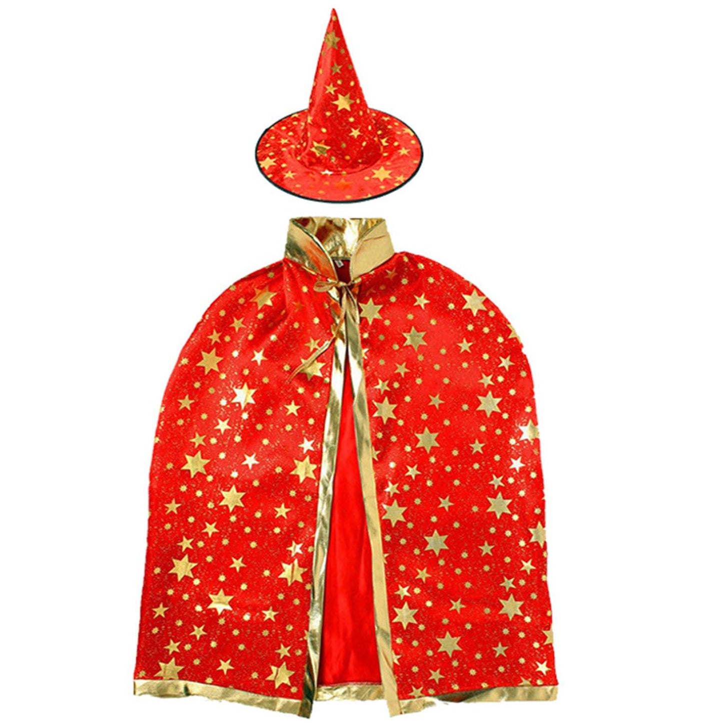Zhzrche Halloween Costume Wizard Cape Witch Hat Cloak With Hat Children'S Role Play Party. (Red)