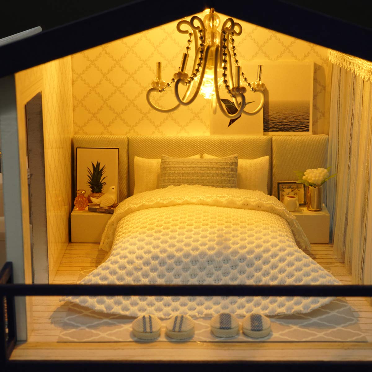 Gudoqi Diy Miniature Dollhouse Kit, Tiny House Kit With Music, Miniature House Kit 1:24 Scale, Great Gift For Birthday Christmas, Time Apartment