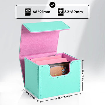 Zlca Card Deck Box For Trading Cards, Mtg Commander Deck Box Holds 120+ Single Sleeved Cards, Leather Magnetic Card Storage Box Fits For Tcg Ccg Magic Cards (Turquois& Pink)